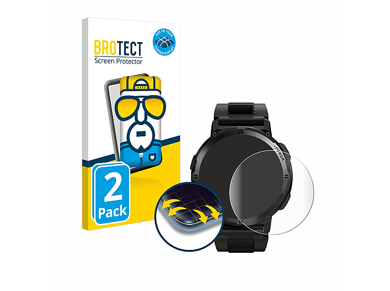 BROTECT 2x Flex Full-Cover 3D Curved Schutzfolie(für Njord Gear The Mountaineer Smartwatch)