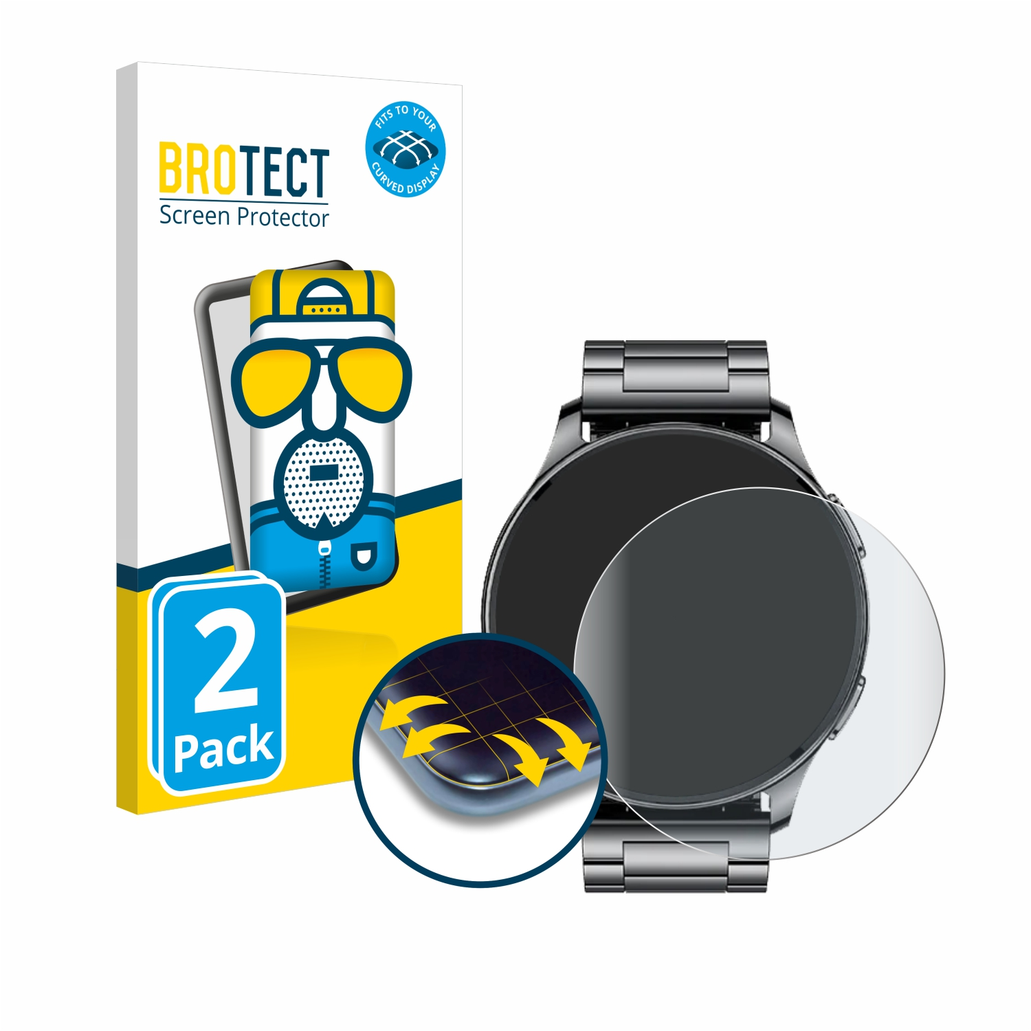 BROTECT 2x Flex Schutzfolie(für Huami Full-Cover 3R) Amazfit 3D matt Pop Curved