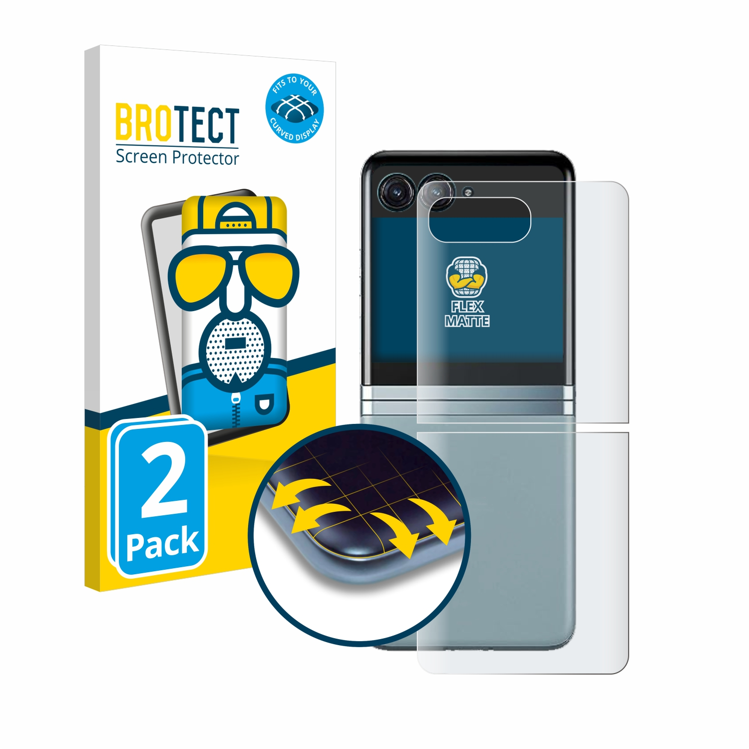 BROTECT 2x Flex matt Schutzfolie(für Razr Curved 3D Ultra 40 Motorola Full-Cover (Rückseite))