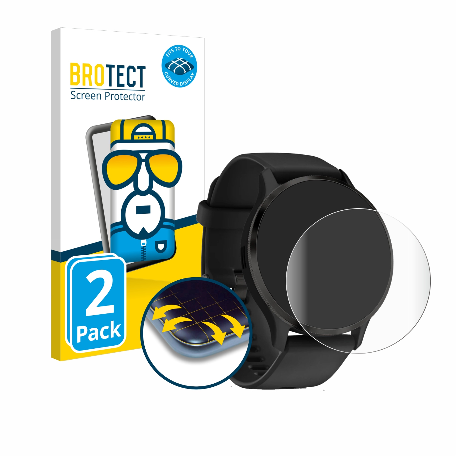 2x verpakking) 3D Screen protector film voor Garmin VENU 2 45mm, Zwart