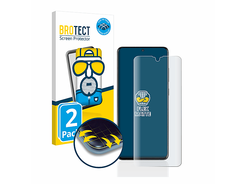 BROTECT 2x Flex matt Full-Cover Ultra Schutzfolie(für Curved (case-friendly)) Samsung S20 3D Galaxy