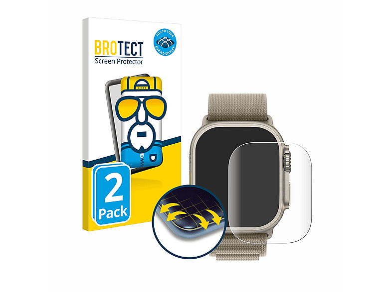 mm)) Apple BROTECT Watch Curved 2 3D 2x Ultra Flex Full-Cover Schutzfolie(für (49