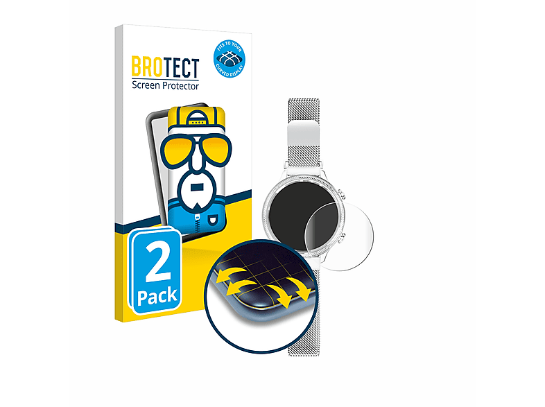 BROTECT 2x Flex Full-Cover 3D Curved Schutzfolie(für Aligator Watch Lady) | Smartwatch Schutzfolien & Gläser