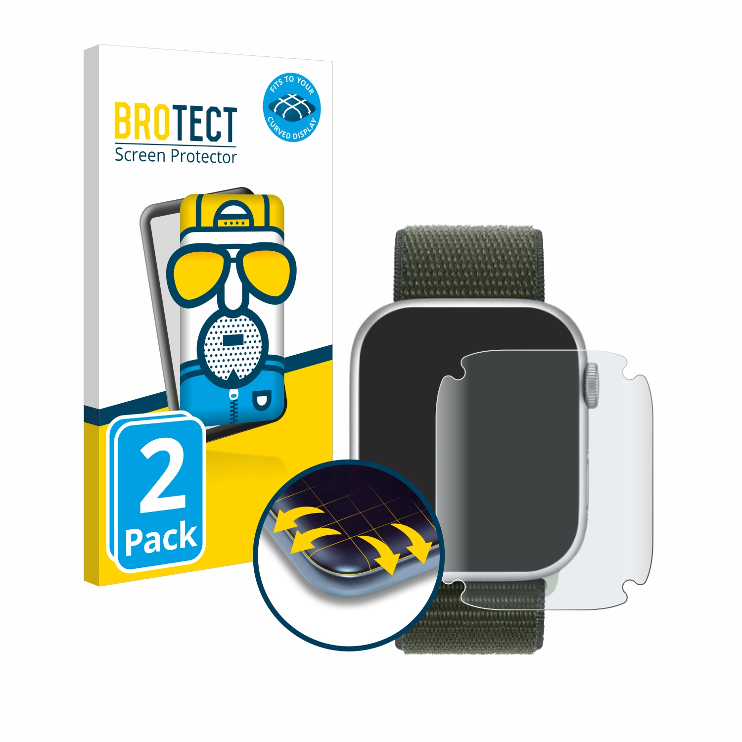 BROTECT 2x Full-Cover Watch (45 matt mm)) 3D Apple Flex Schutzfolie(für Curved Series 9