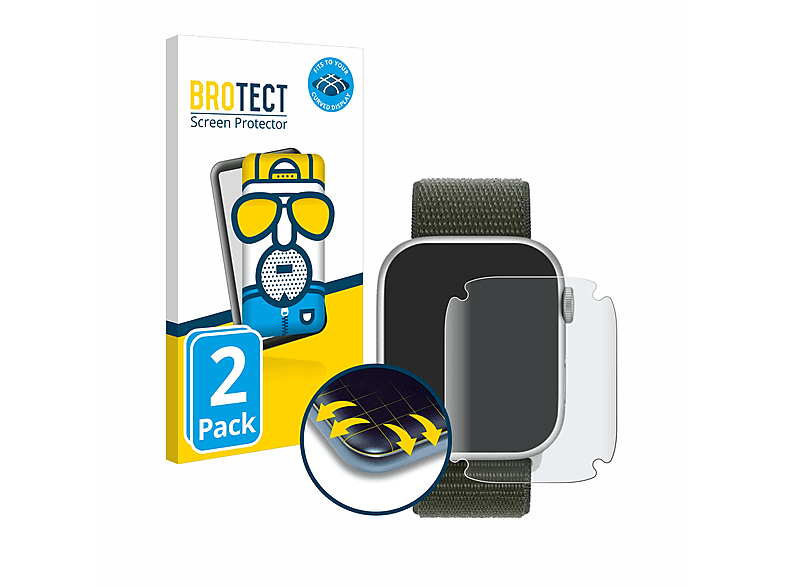 BROTECT 2x Full-Cover Watch (45 matt mm)) 3D Apple Flex Schutzfolie(für Curved Series 9