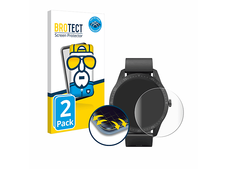 BROTECT 2x Flex Full-Cover 3D Curved SilverCrest Fitness-Smartwatch) Schutzfolie(für