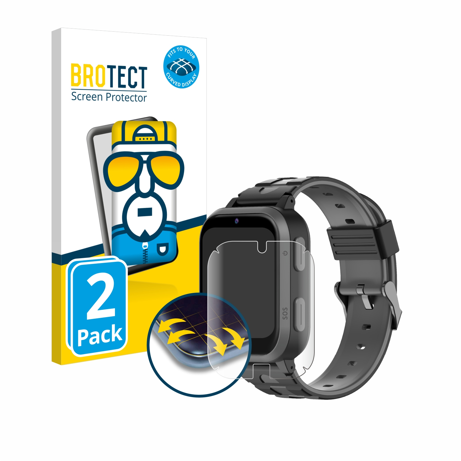 SW2) Flex Full-Cover Curved Watch BROTECT Kids Beafon 3D Schutzfolie(für 2x