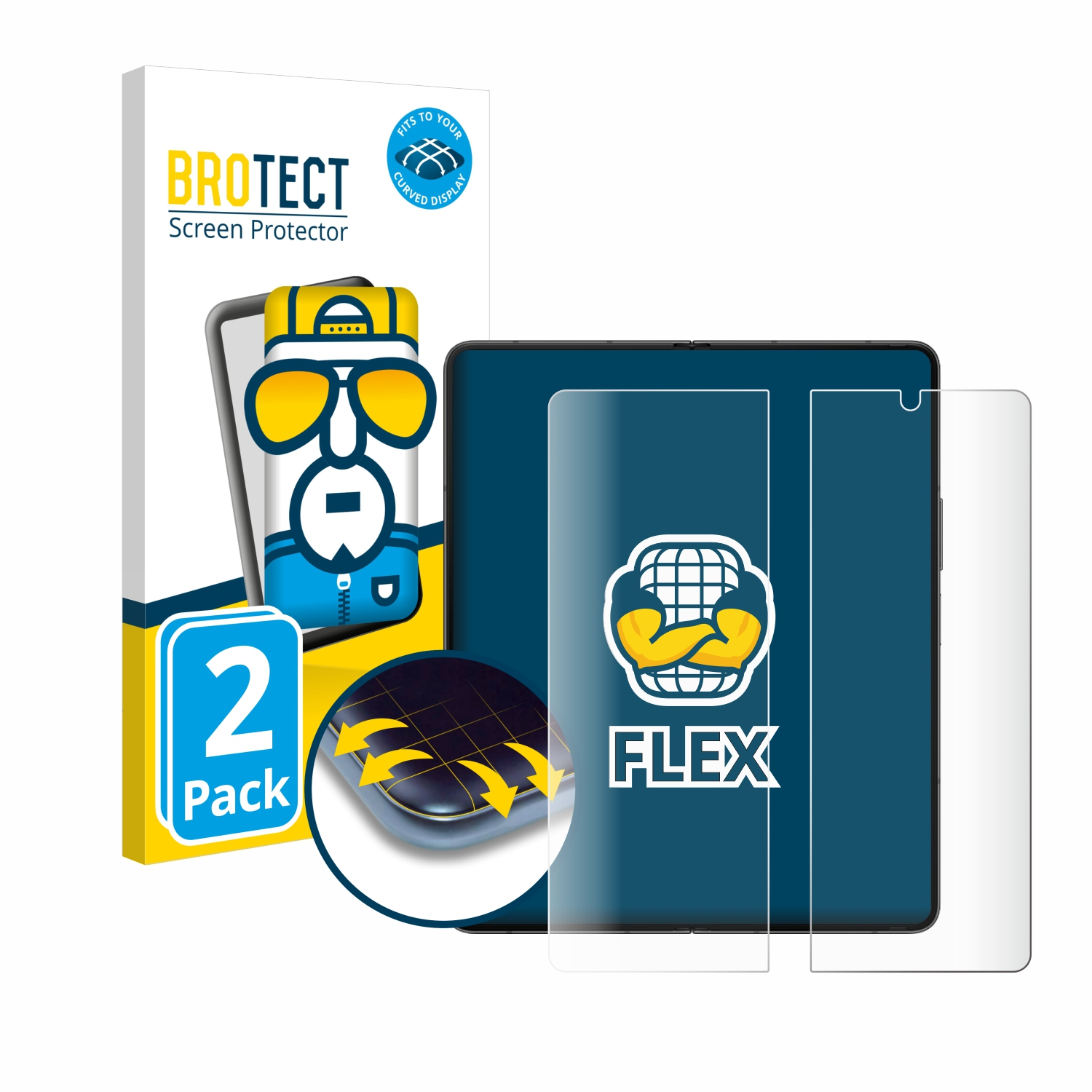 BROTECT 2x Flex Full-Cover 3D Samsung Fold 5) Schutzfolie(für Z Curved Galaxy