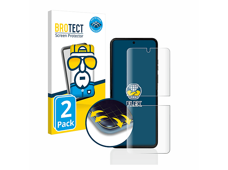 BROTECT 2x Schutzfolie(für Motorola 40) Razr Curved Flex 3D Full-Cover