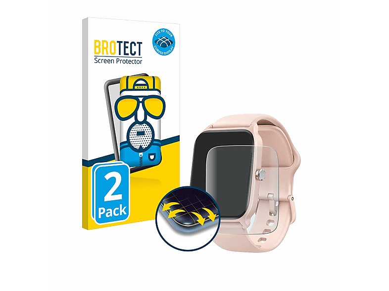 BROTECT 2x Flex matt Full-Cover 3D Curved Schutzfolie(für Woneligo W13-PK) | Smartwatch Schutzfolien & Gläser