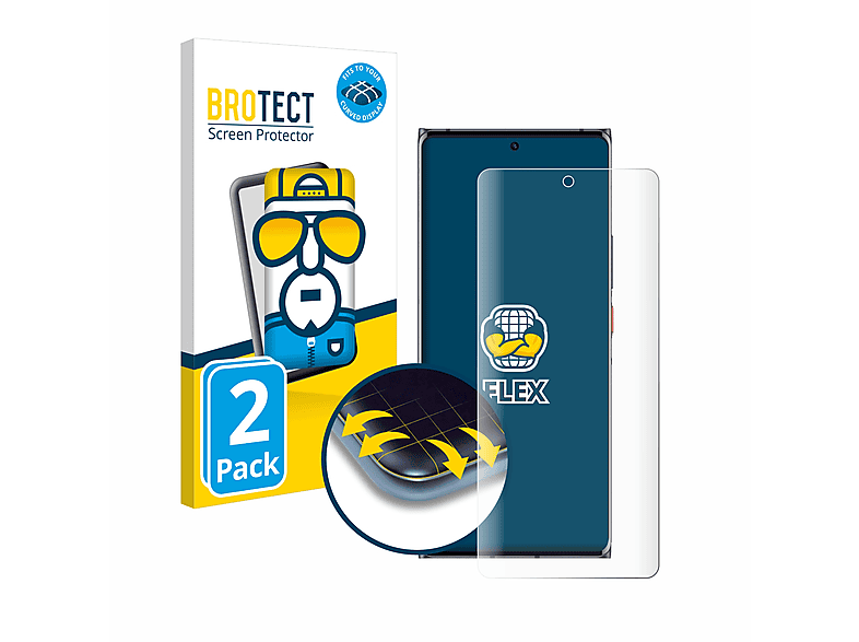 BROTECT 2x Flex Full-Cover 3D Curved Schutzfolie(für ZTE Axon 50 Ultra)