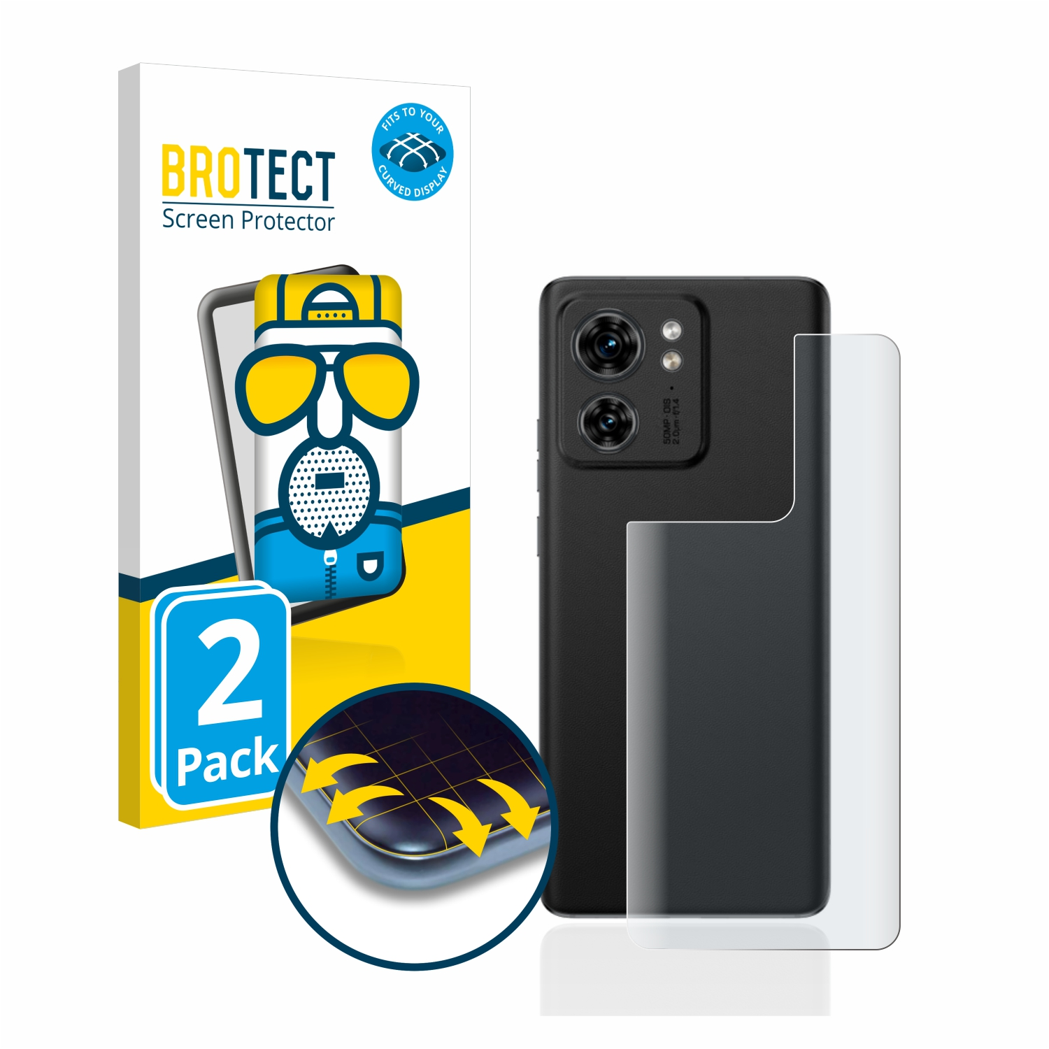 BROTECT 2x Full-Cover 40) Edge Motorola 3D Flex Curved matt Schutzfolie(für