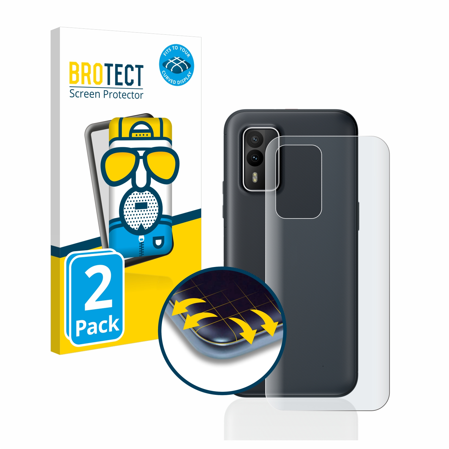 BROTECT 2x Flex matt Full-Cover 3D XR21) Curved Nokia Schutzfolie(für