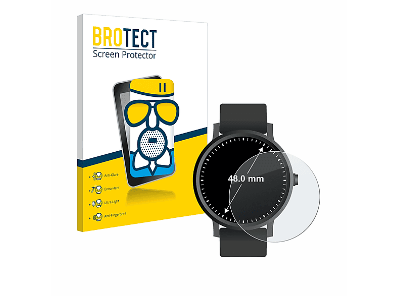 BROTECT Airglass matte Schutzfolie(für Armbanduhren (Kreisrund, 48 Universal mm)) ø