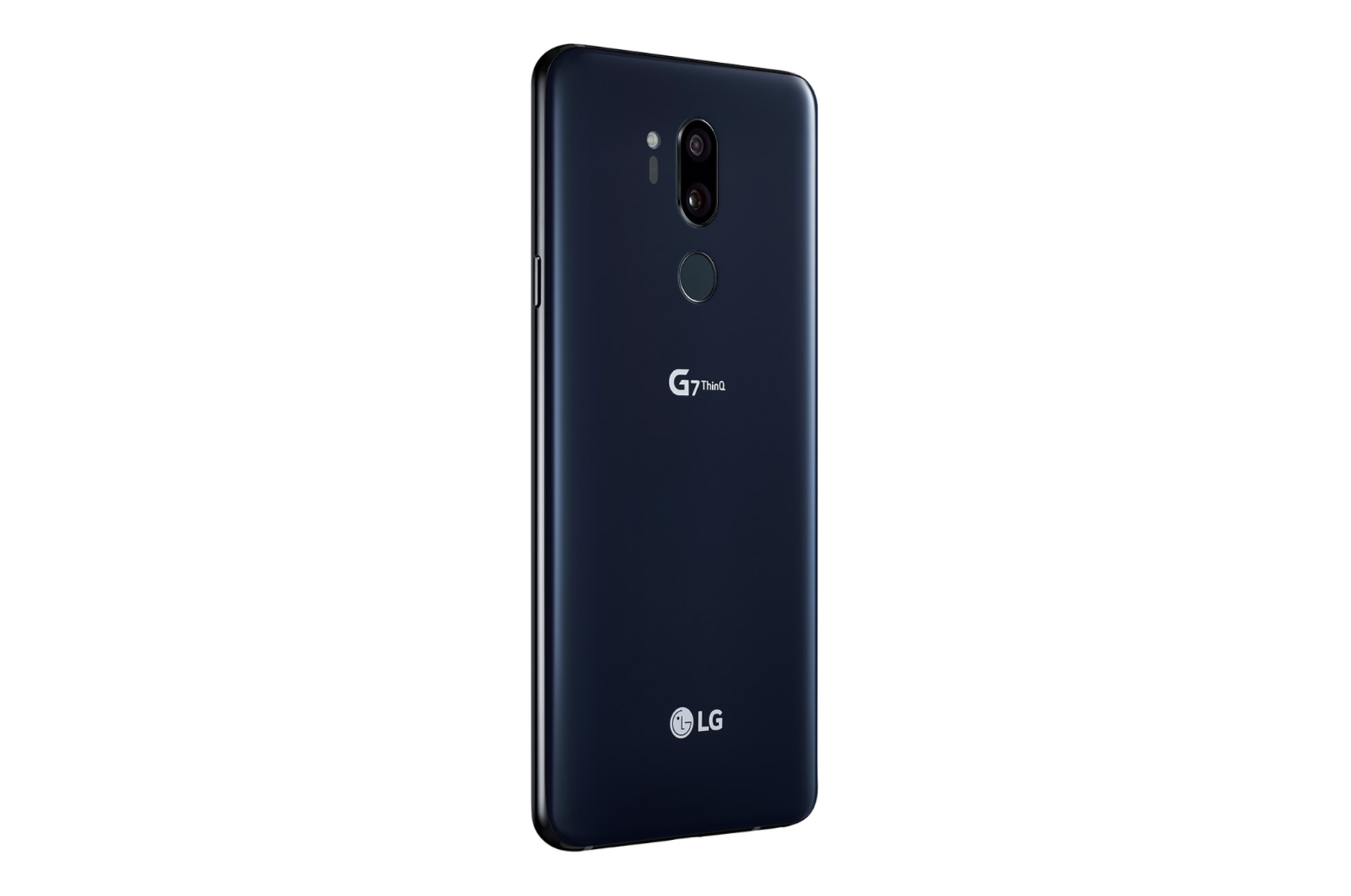 Widok z tyłu ciemnoniebieskiego smartfona LG G7 ThinQ.