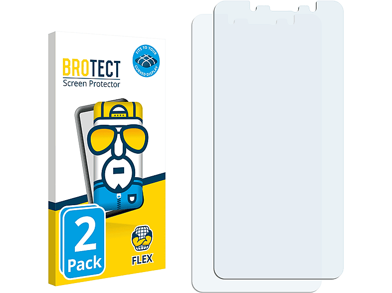 BROTECT 2x Flex Full-Cover X2 3D BQ Pro) Aquaris Schutzfolie(für Curved