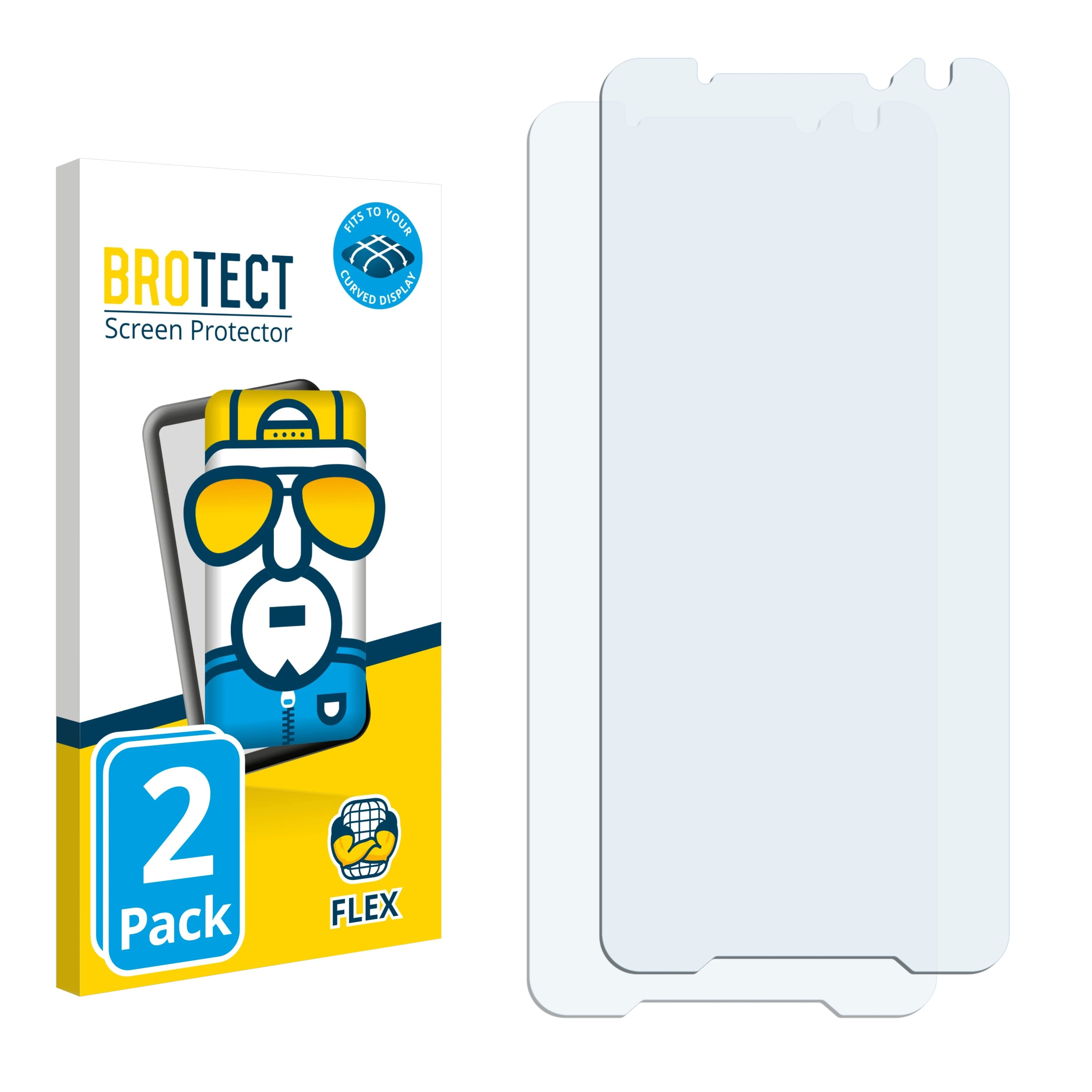 BROTECT 2x ROG 2) Phone Full-Cover Curved Flex 3D ASUS Schutzfolie(für