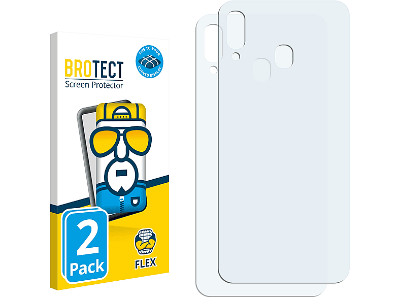 BROTECT 2x Flex Full-Cover Samsung M20) Schutzfolie(für Galaxy 3D Curved