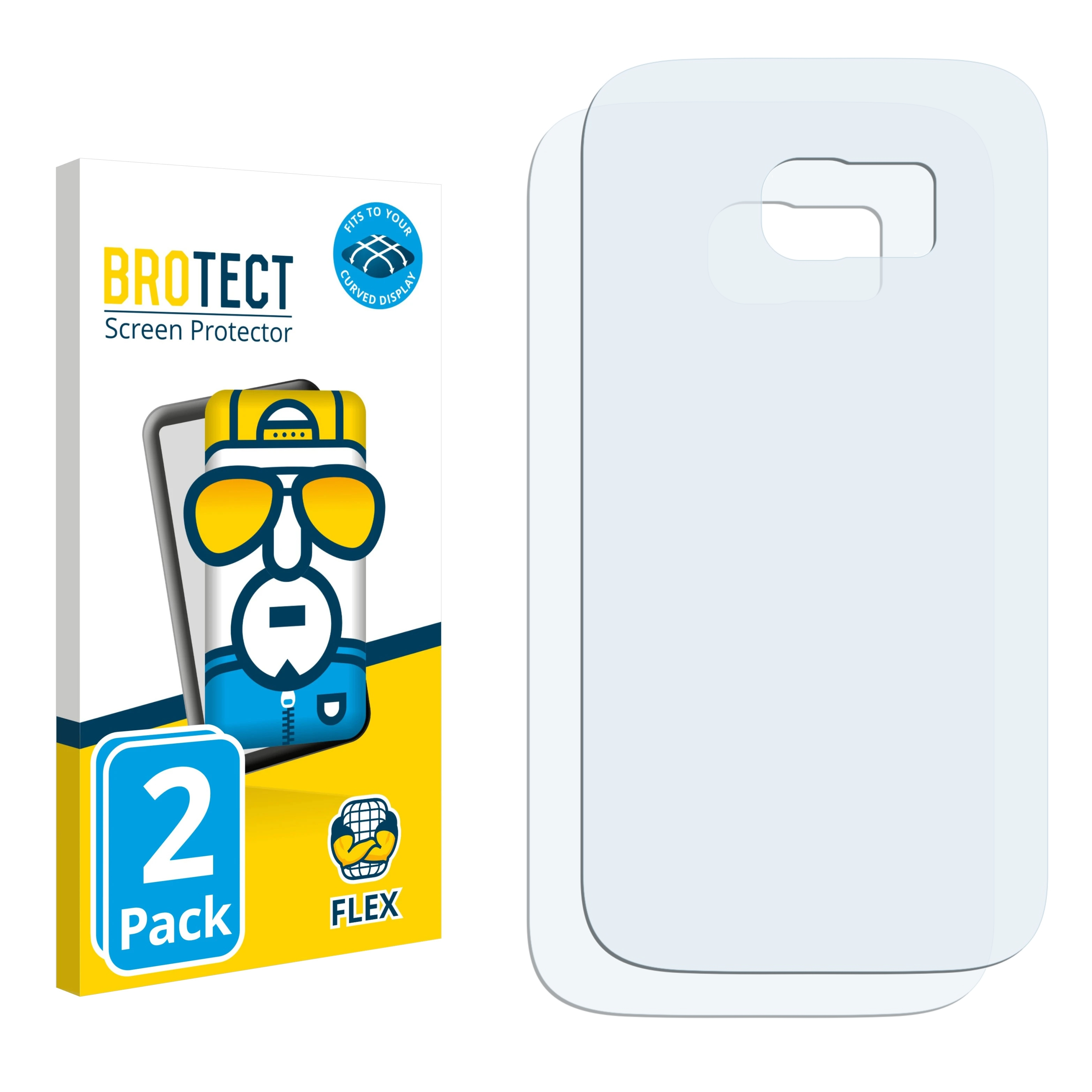 BROTECT 2x Flex 3D Schutzfolie(für Full-Cover Samsung Curved Galaxy S7)