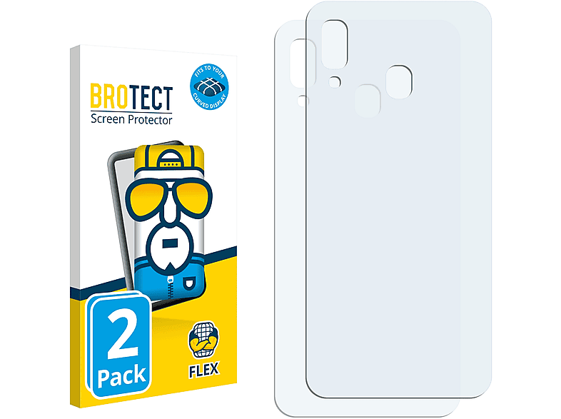 BROTECT 2x Flex Samsung Schutzfolie(für Full-Cover Curved A20) 3D Galaxy