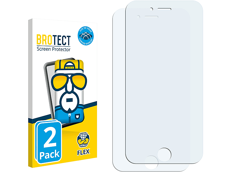 BROTECT 2x Flex 6) Schutzfolie(für iPhone 3D Curved Apple Full-Cover