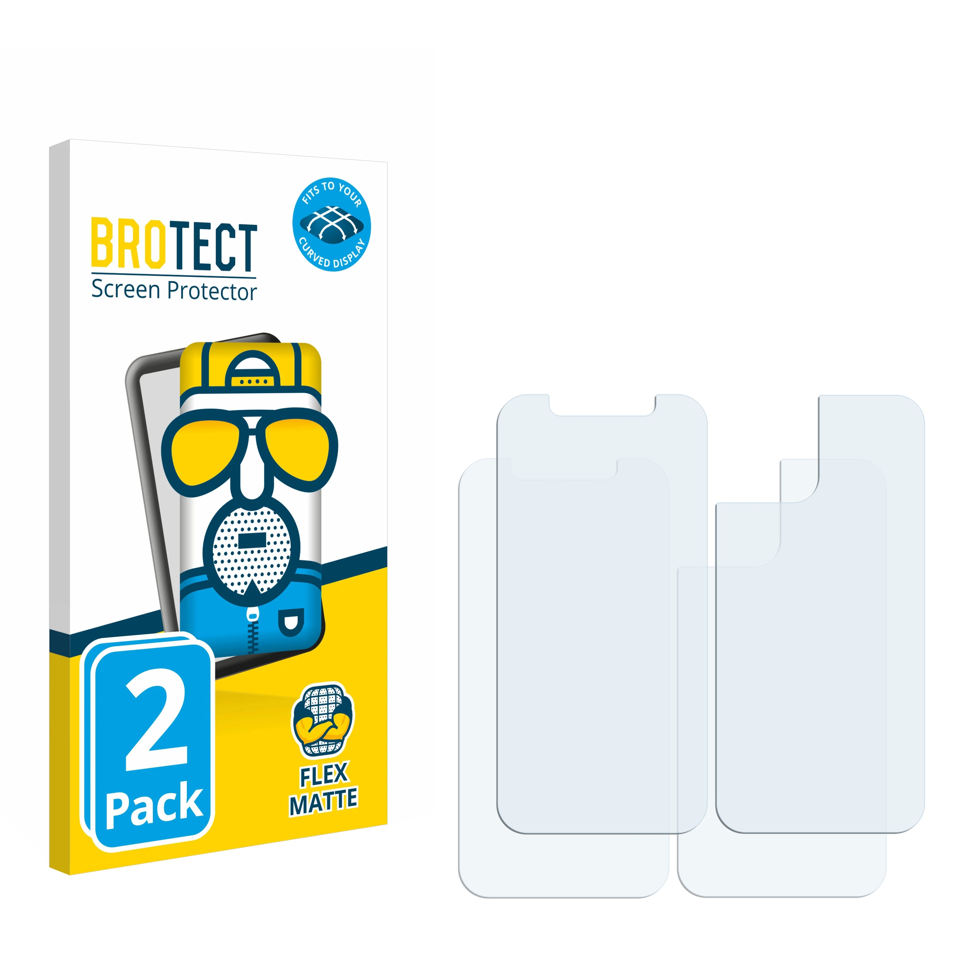 BROTECT 2x Flex matt Full-Cover Curved 12) iPhone Schutzfolie(für 3D Apple