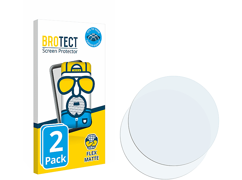 BROTECT 2x Flex matt Full-Cover 3D Curved Schutzfolie(für Universal Armbanduhren (Kreisrund, ø: 33 mm))