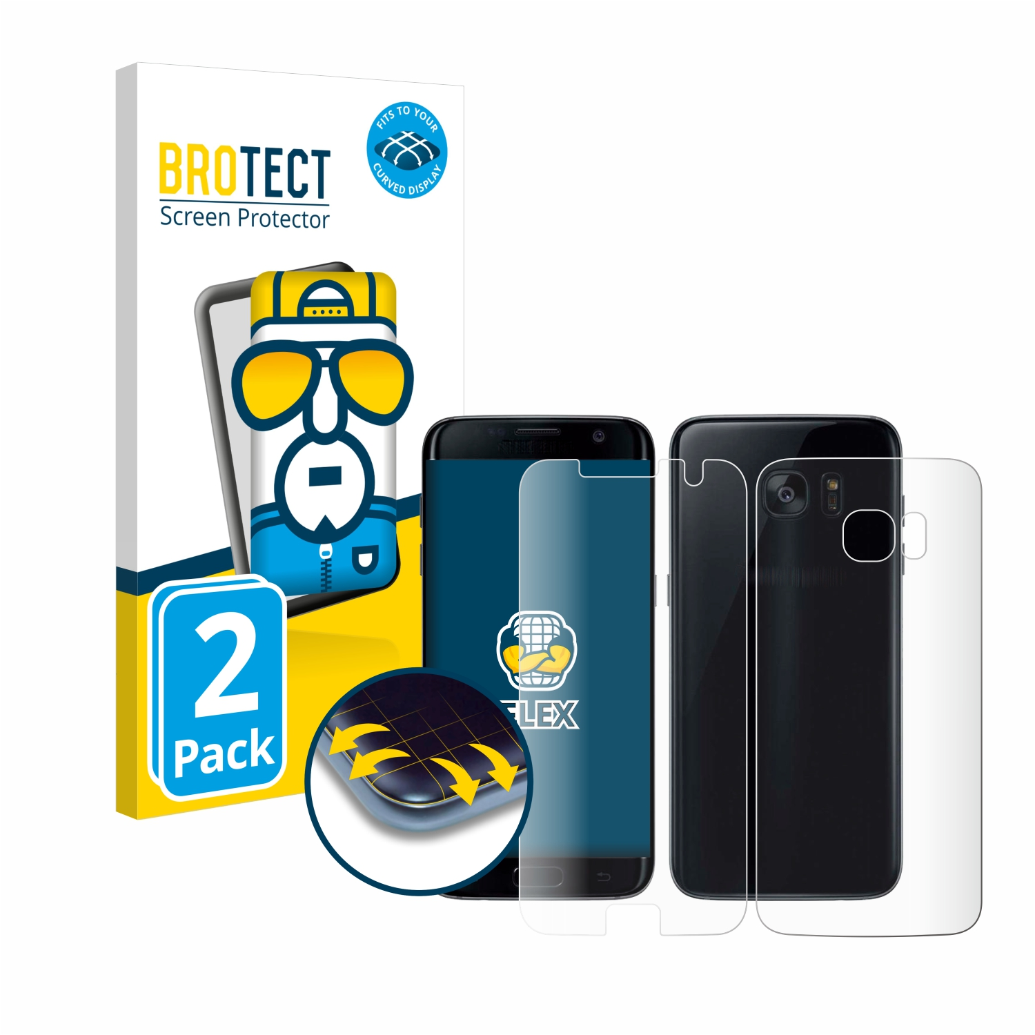 BROTECT Edge) Schutzfolie(für Galaxy 3D Flex Full-Cover Samsung 2x Curved S7
