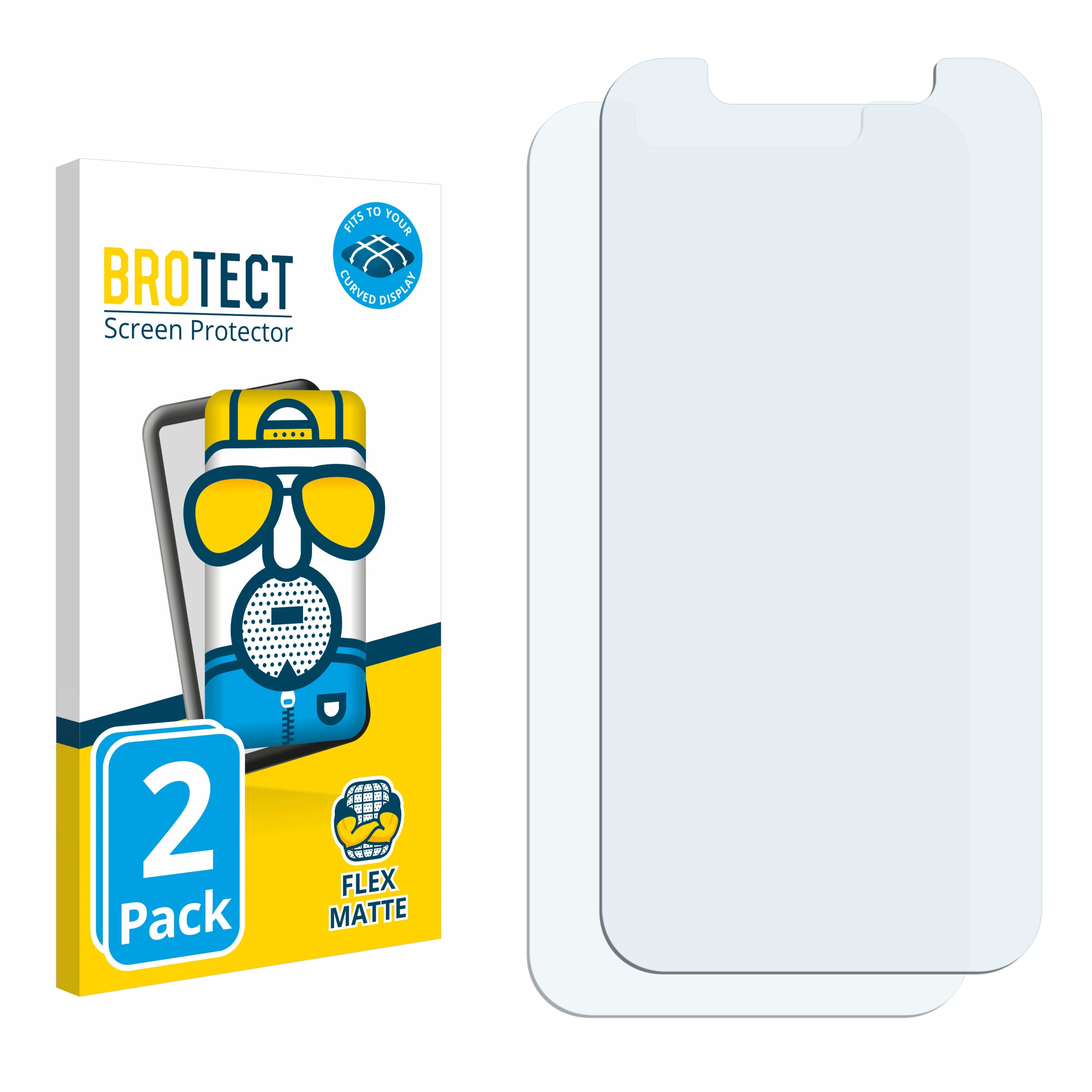 BROTECT 2x Flex matt Full-Cover Curved 3D XR) iPhone Schutzfolie(für Apple