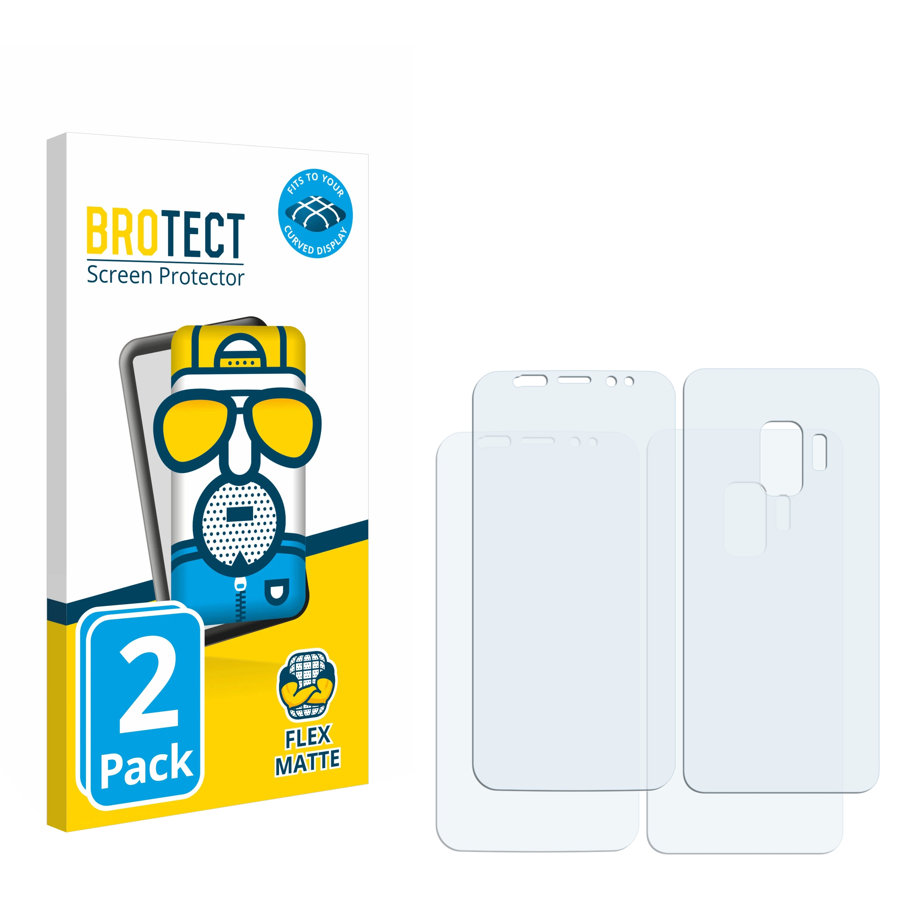 BROTECT 2x Flex matt Full-Cover Curved S9) 3D Samsung Galaxy Schutzfolie(für