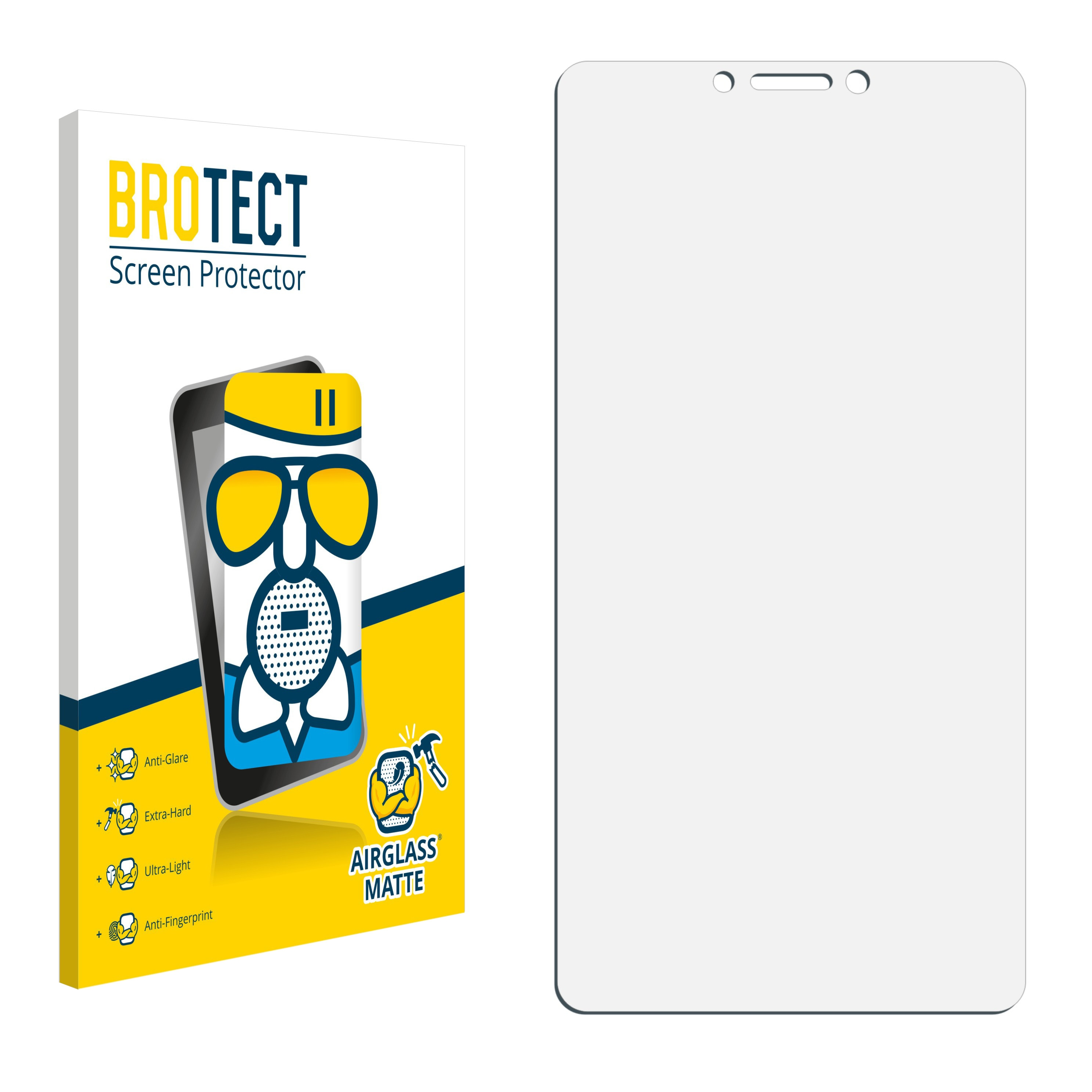 2) BROTECT Airglass Xiaomi Schutzfolie(für matte Max Mi