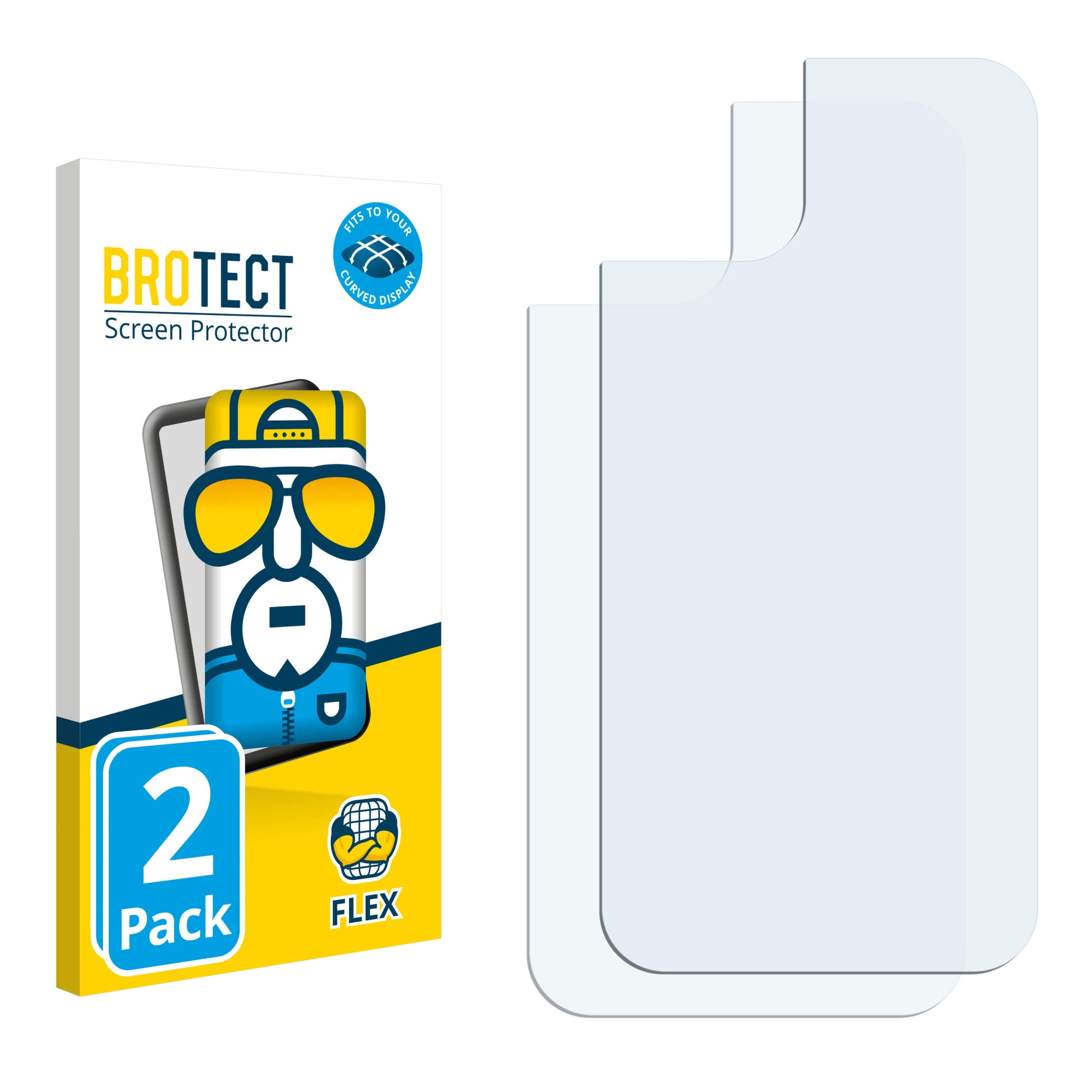 BROTECT 2x Flex Full-Cover 3D 14 Schutzfolie(für Apple Curved iPhone Plus)