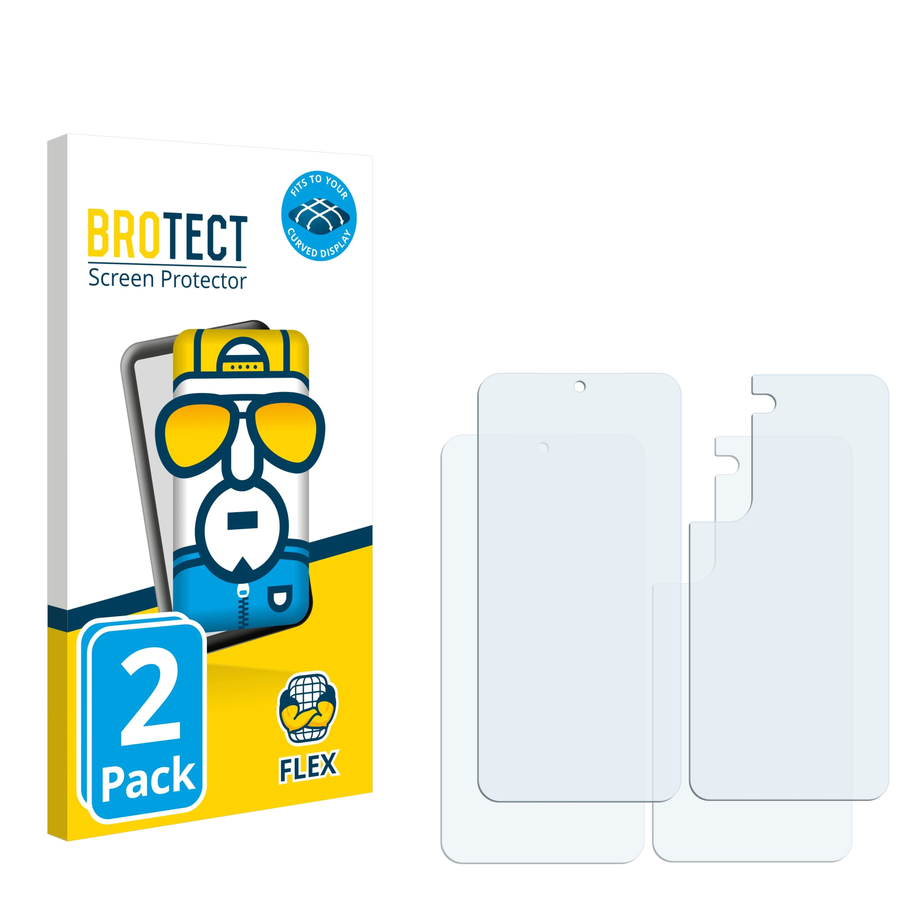 BROTECT 2x Flex Full-Cover 3D Samsung 5G) Schutzfolie(für Curved Galaxy S22