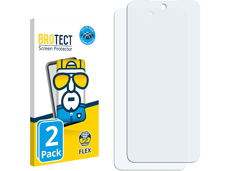 BROTECT 2x Flex Full-Cover 5G) 10T Schutzfolie(für Redmi Note Curved Xiaomi 3D