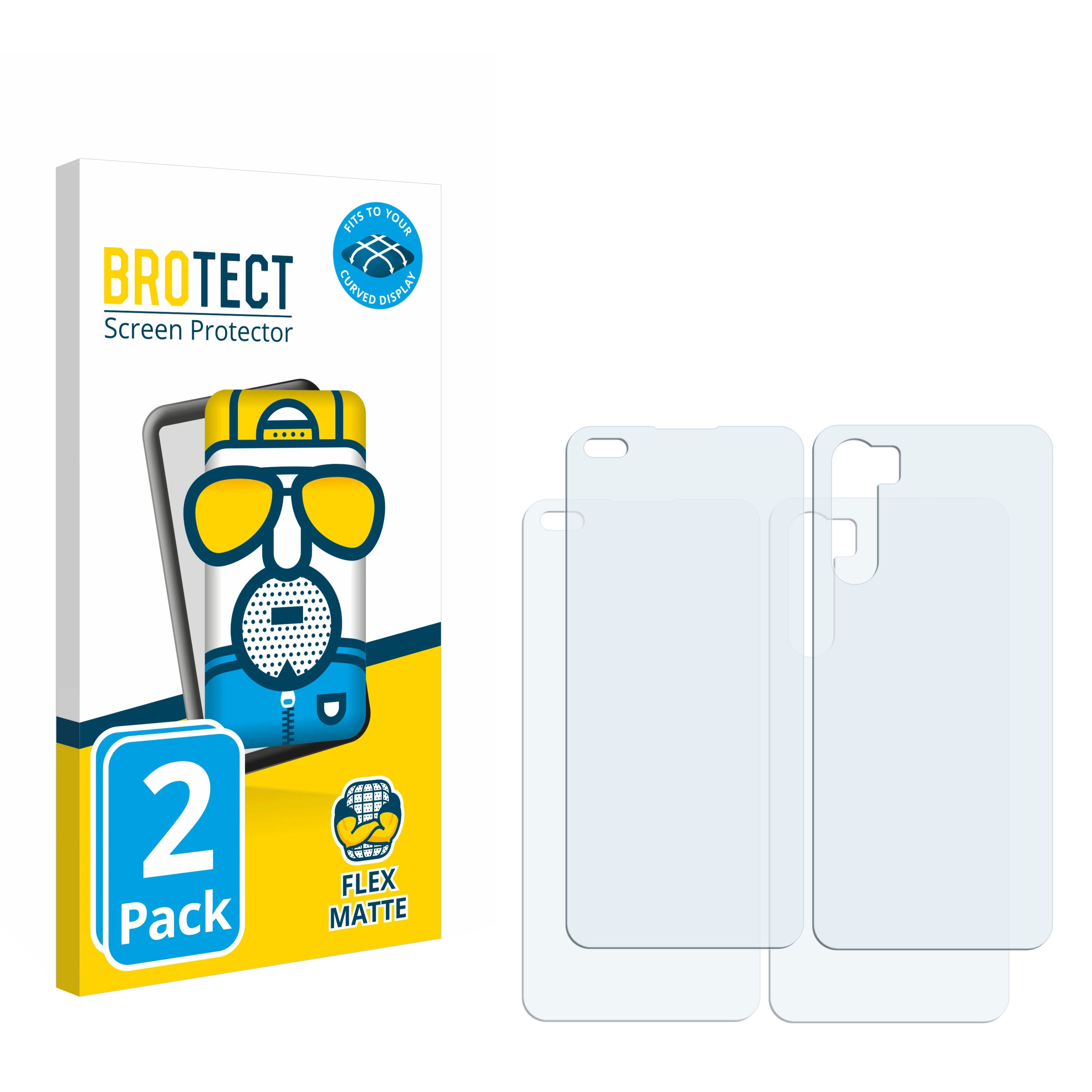 BROTECT 2x Flex matt Full-Cover OnePlus 3D Schutzfolie(für Curved Nord)