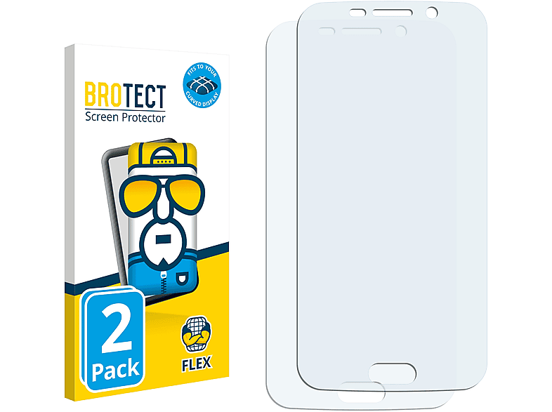 BROTECT 2x Flex Full-Cover S6 3D Curved Schutzfolie(für Edge) Galaxy Samsung