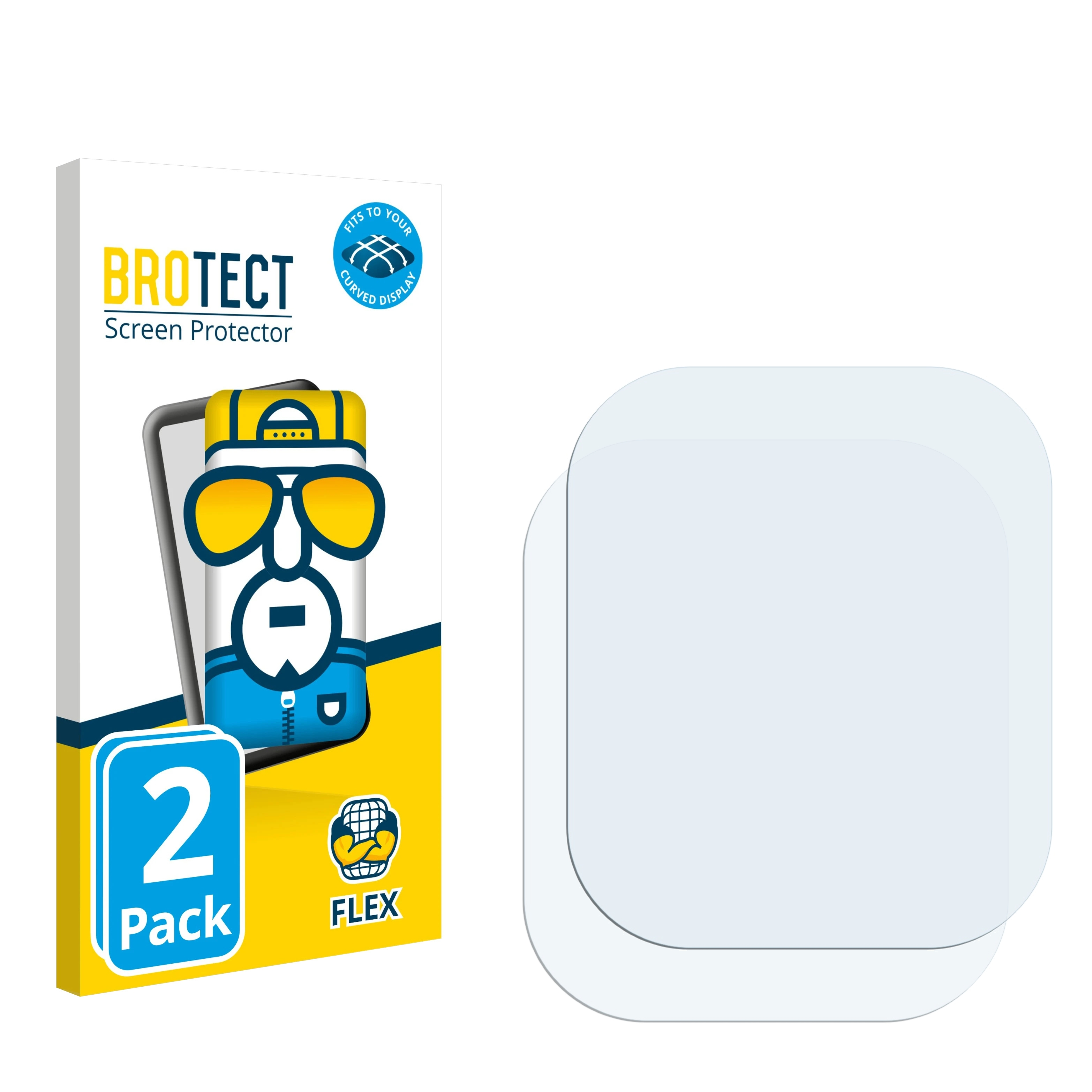 BROTECT 2x Curved Flex Smartwatch) Pubu 3D Schutzfolie(für Full-Cover