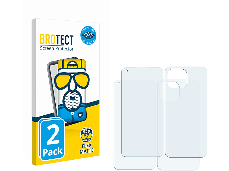 BROTECT 2x Flex matt 5G Lite 11 Xiaomi Schutzfolie(für Curved NE) 3D Full-Cover