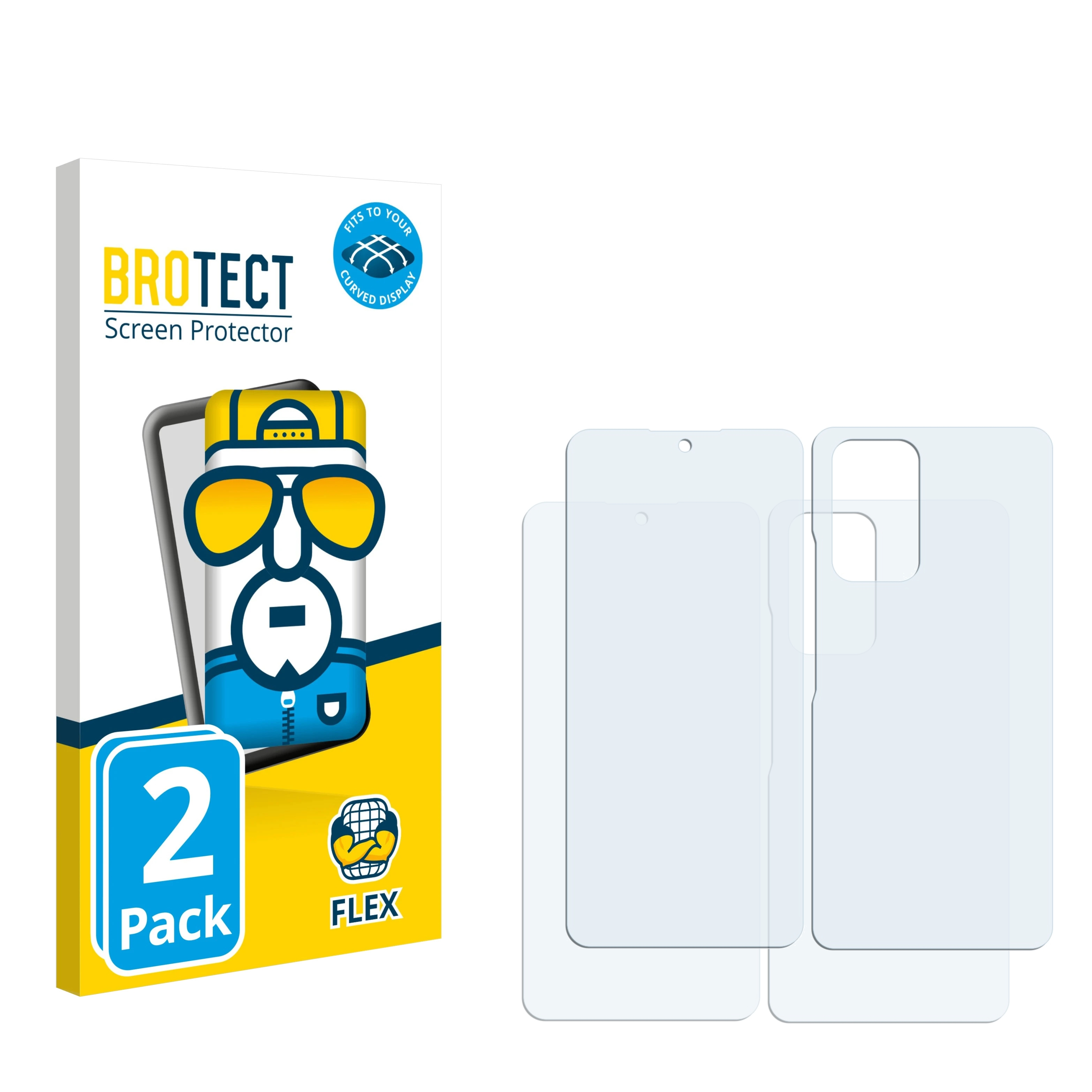 BROTECT 2x Pro) Full-Cover Flex 10 3D Schutzfolie(für Xiaomi Note Curved Redmi