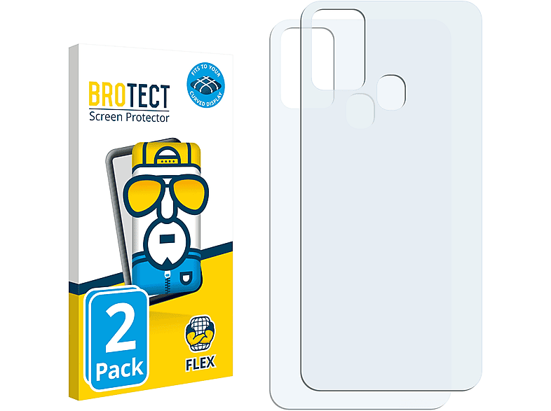 BROTECT 2x Flex Full-Cover 3D Curved Schutzfolie(für Samsung Galaxy M21s)