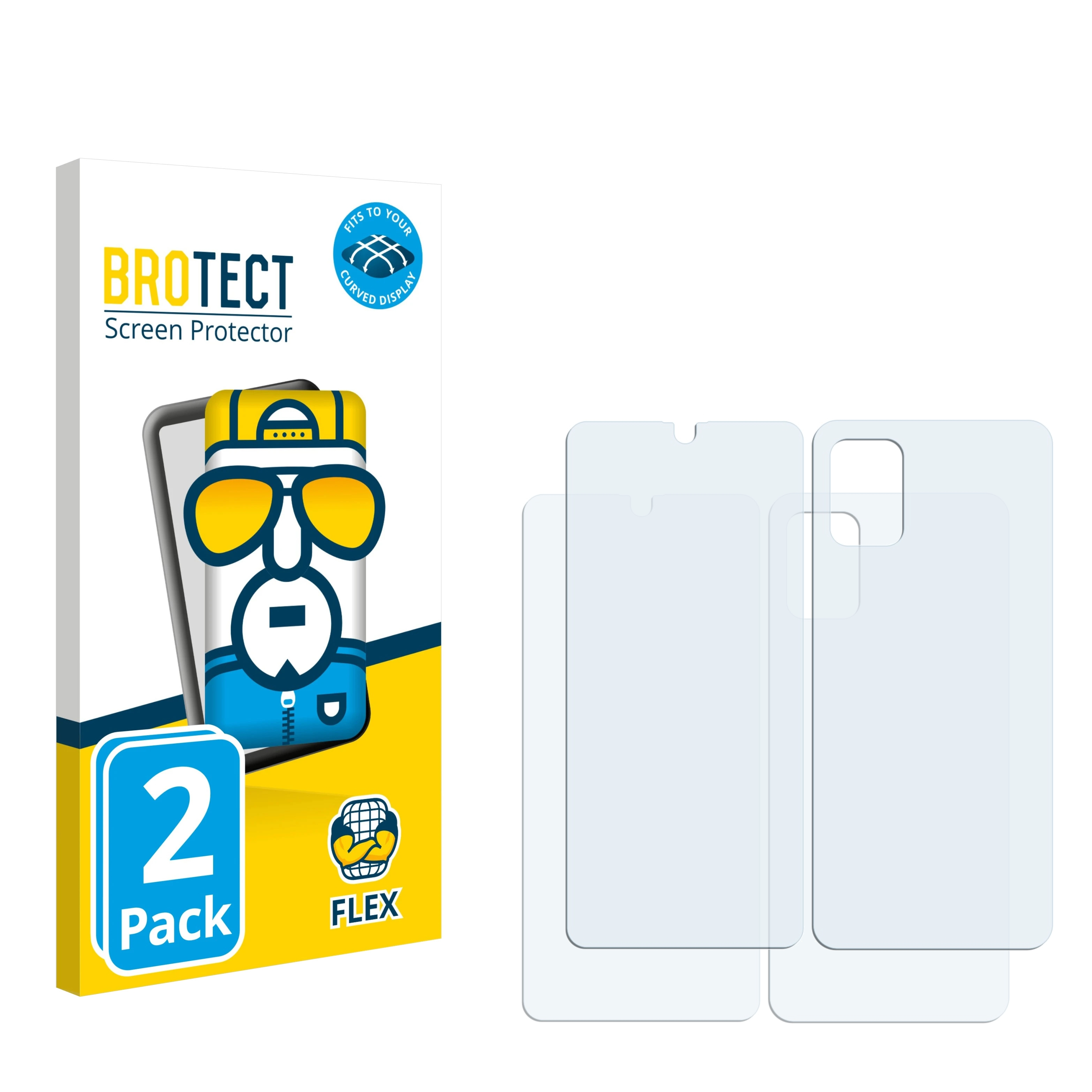 BROTECT 2x Flex Full-Cover Schutzfolie(für Curved Samsung Galaxy A31) 3D