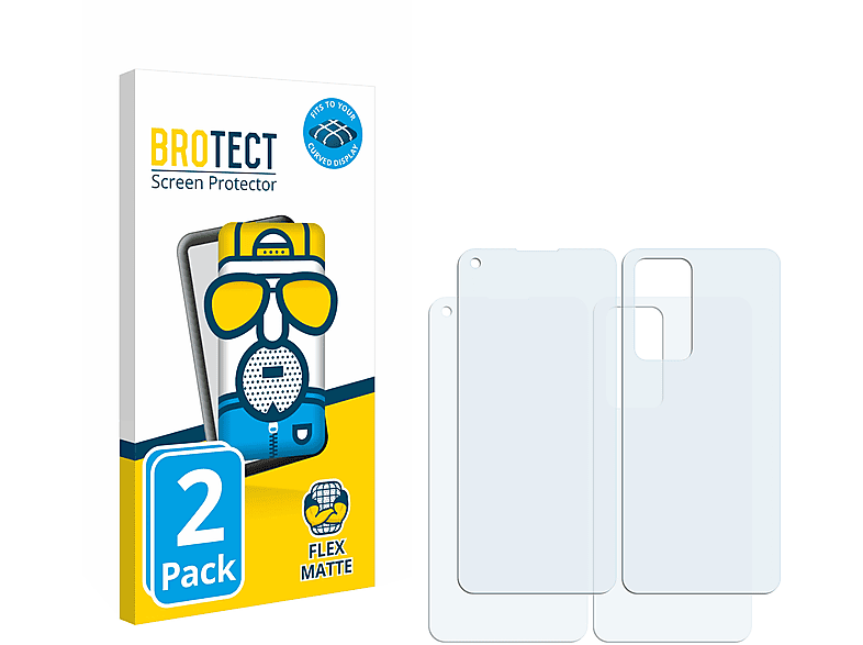 BROTECT 2x Flex matt Full-Cover 3D Curved Schutzfolie(für OnePlus 9RT 5G (Display+Rückseite))