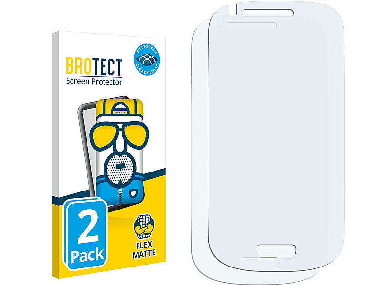 BROTECT 2x Flex matt Full-Cover 3D Curved Schutzfolie(für Samsung Galaxy QS3 Mini Value Edition I8200)