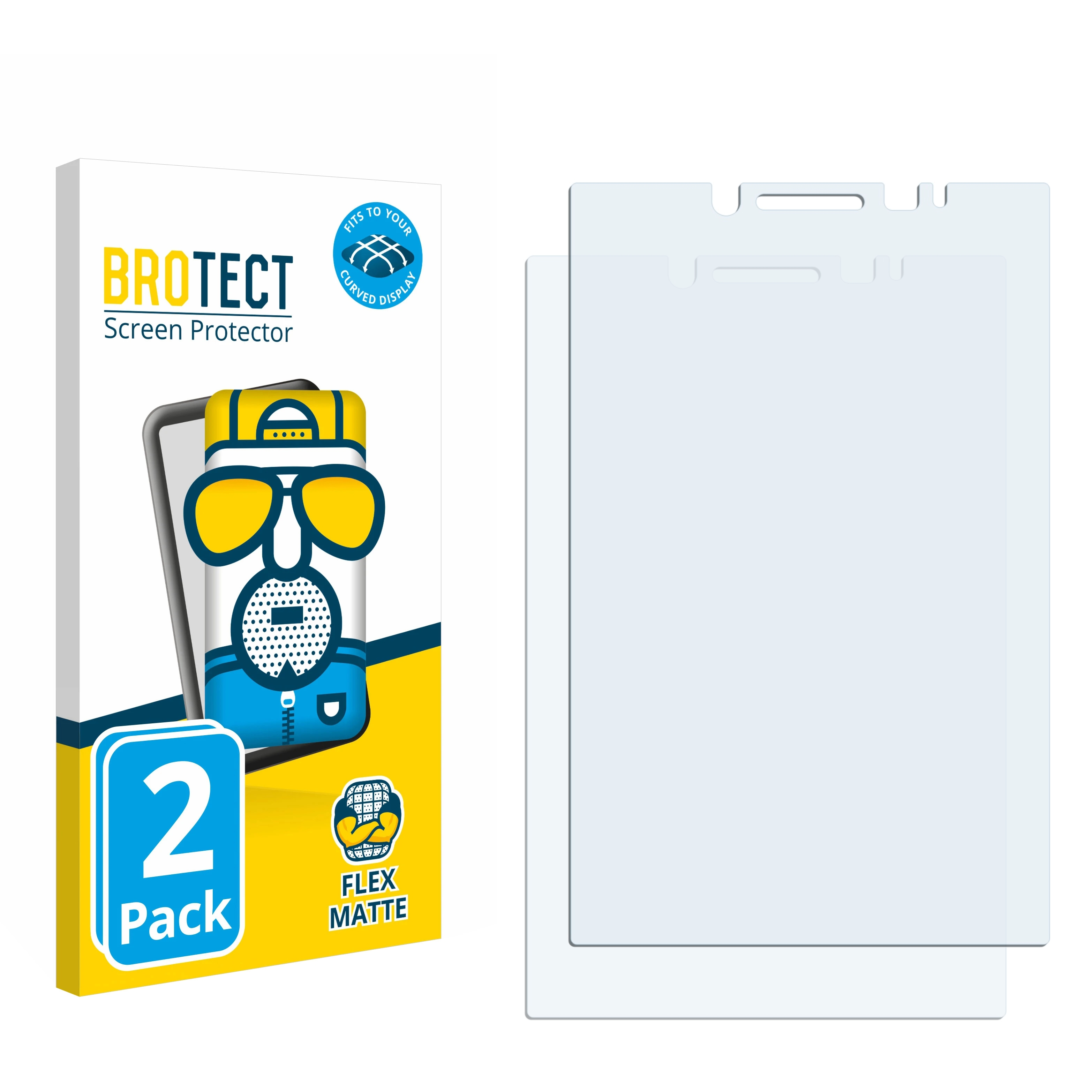 BROTECT 2x Flex matt Full-Cover Key2 Curved Sim)) Blackberry Schutzfolie(für 3D (Dual