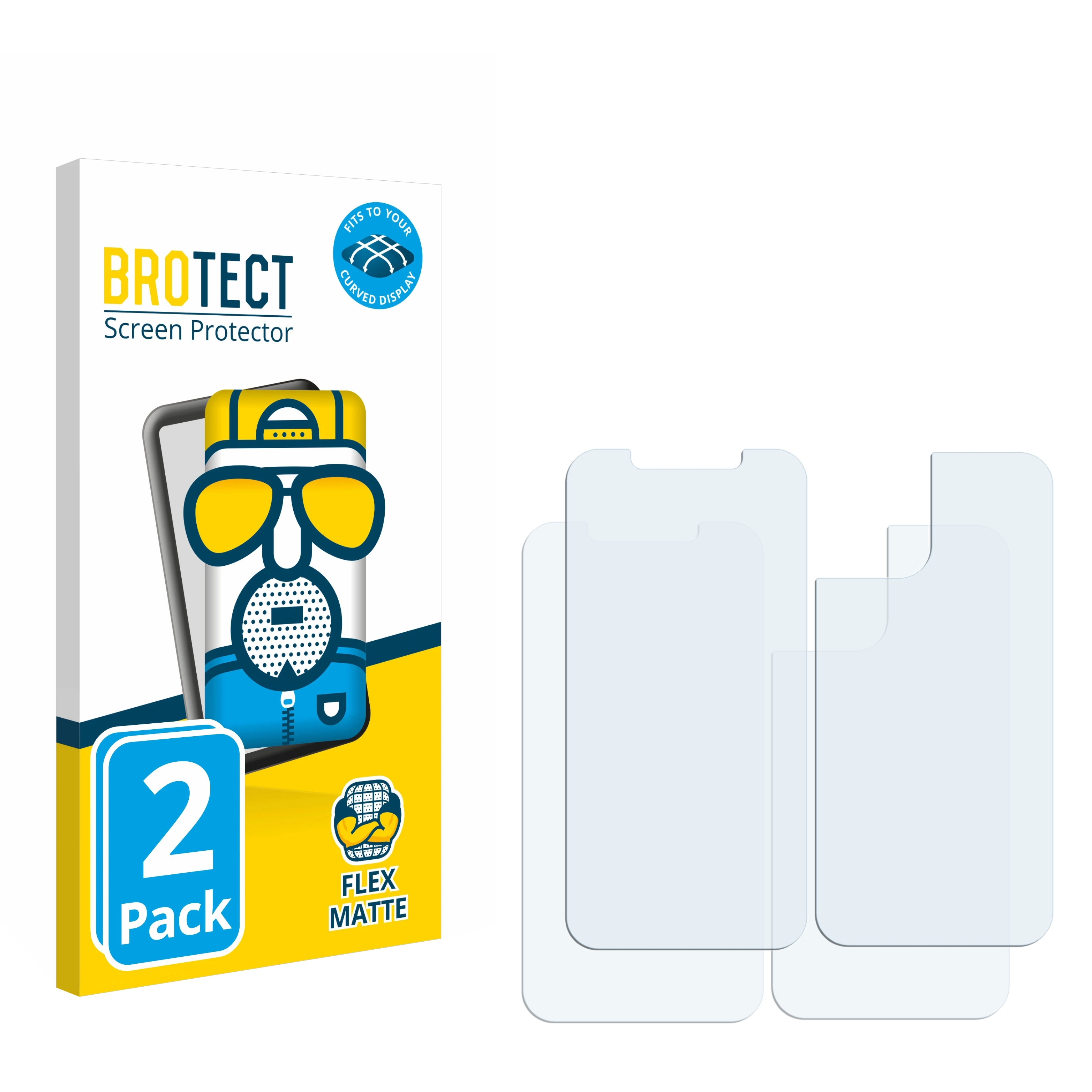 BROTECT 2x Flex Full-Cover matt iPhone Pro Apple 12 Curved Schutzfolie(für 3D Max)