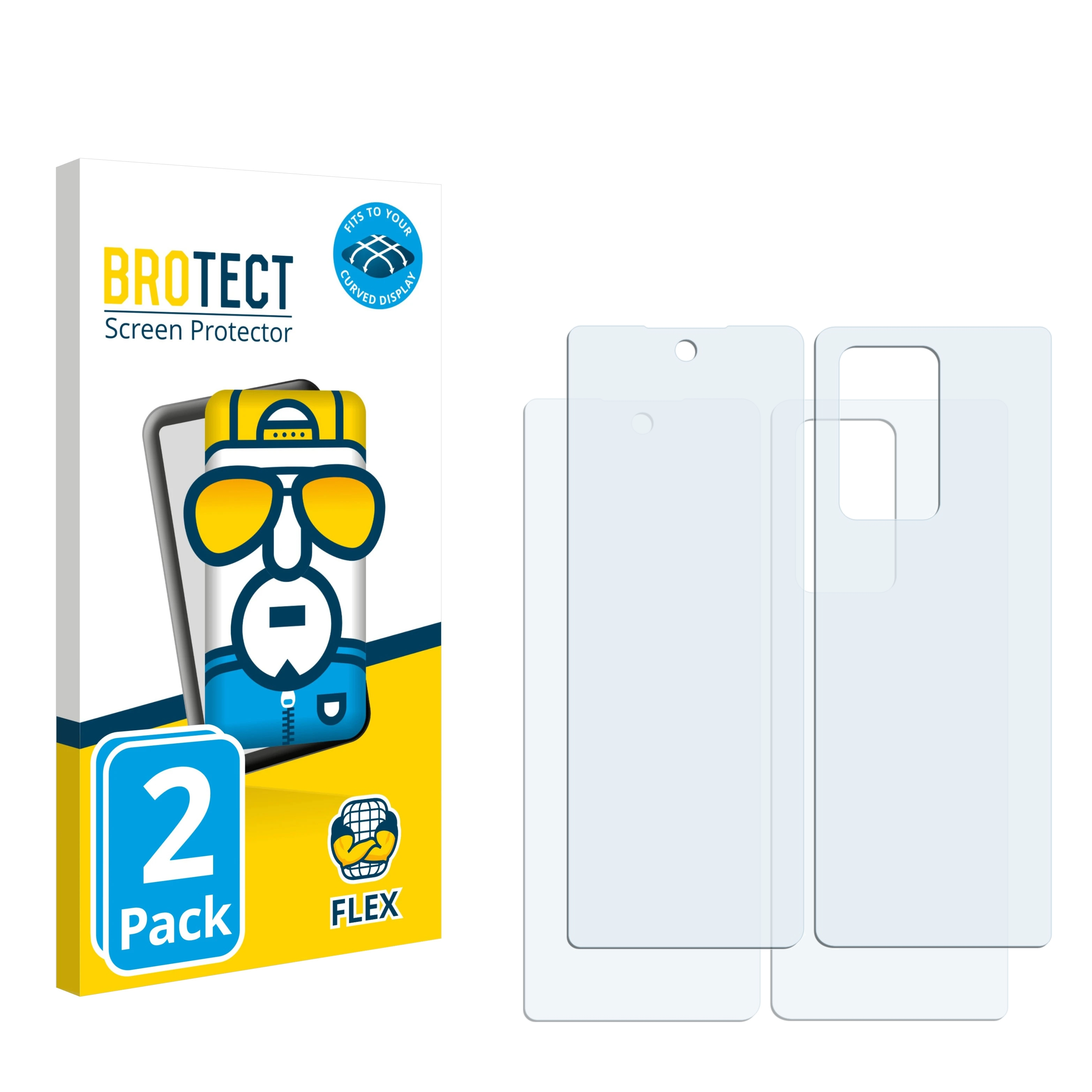 BROTECT 2x Flex Full-Cover 3D Samsung Z Schutzfolie(für Galaxy Curved 5G) Fold 2