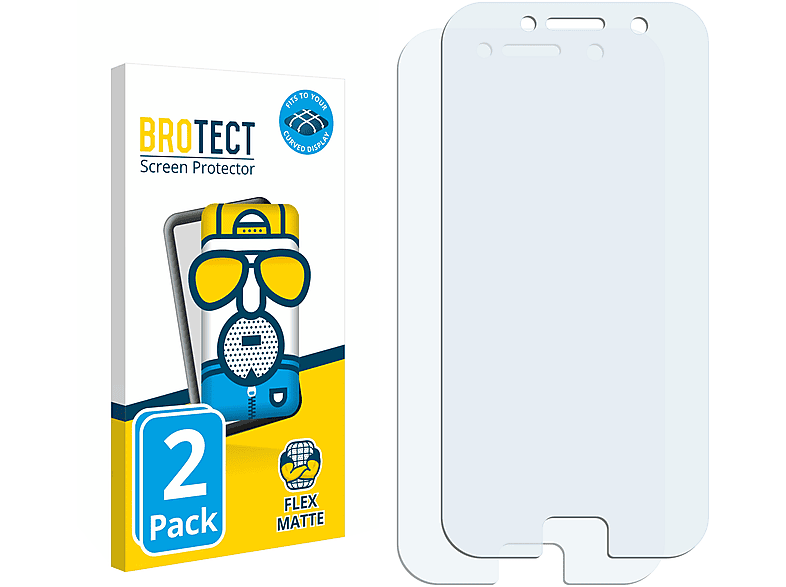 BROTECT 2x Flex matt Full-Cover Schutzfolie(für Samsung A5 Curved Galaxy 2017) 3D