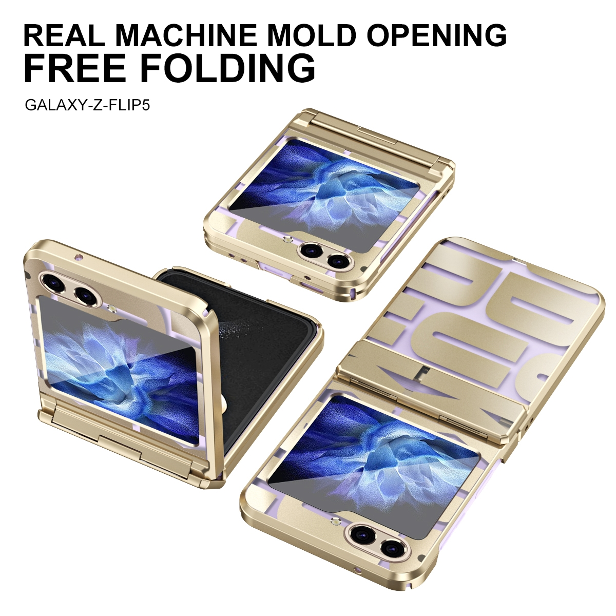 Galaxy Electroplating Samsung, WIGENTO Z Design 5G, Hülle, Backcover, Flip5 Gold