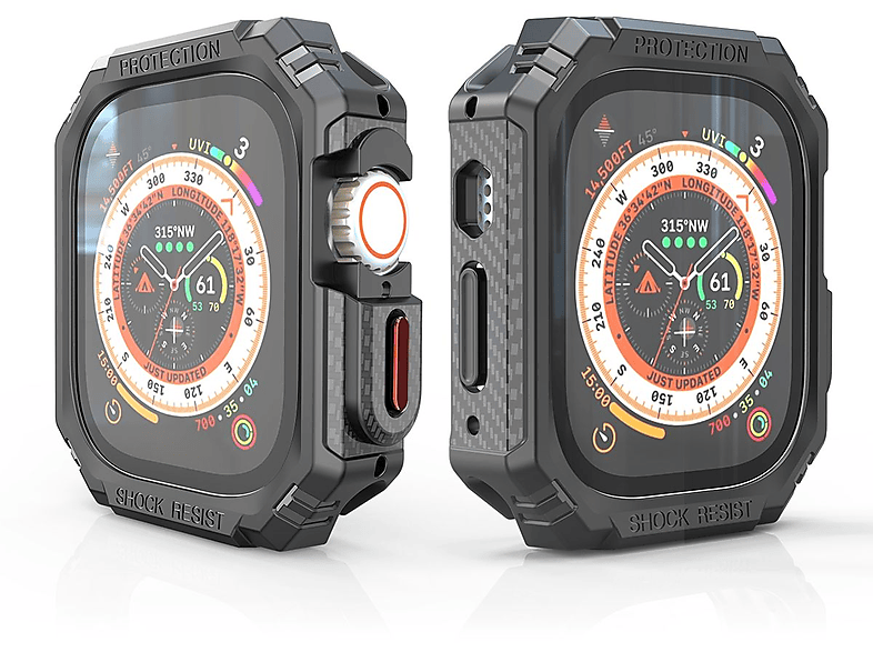 WIGENTO Shockproof Design Hülle Smartwatchhülle(für Apple Watch Ultra 1 + 2 49mm)