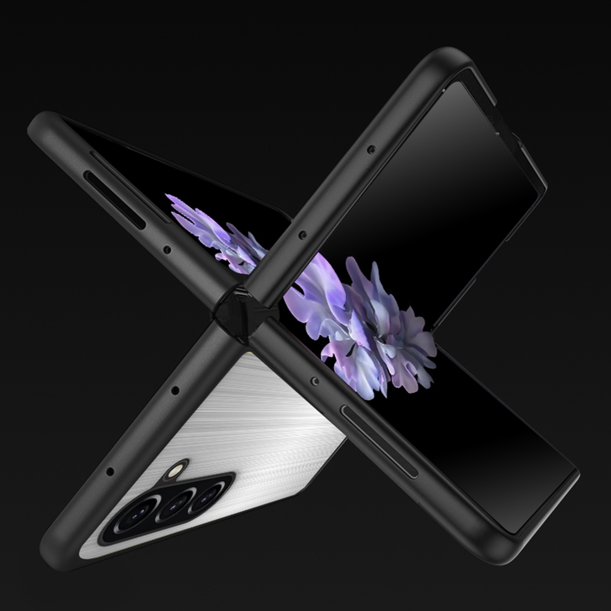 Nahaufnahme eines schwarzen Smartphones mit Kamera und schwarzem Gehäuse.